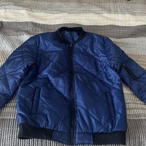 Men’s puffer quilted bomber jacket . Navy blue. Large